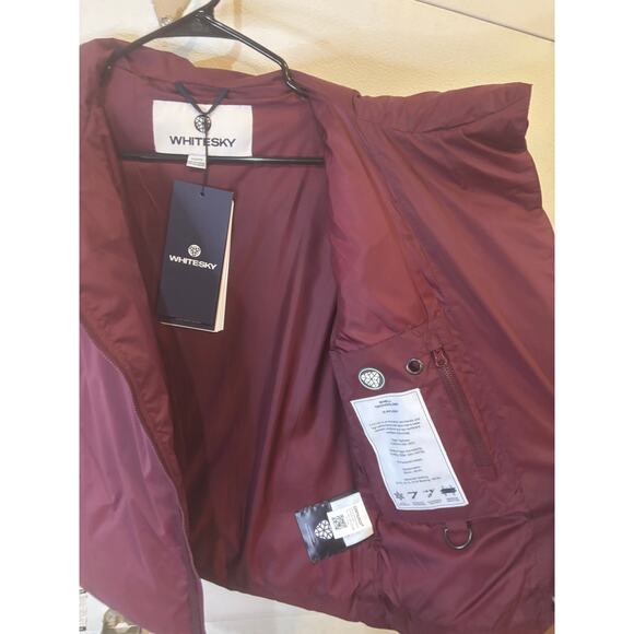 Whitesky Assymetrical Zip Maroon Goose Down Ski Winter Jacket NWT Size XXS - Picture 7 of 7